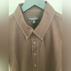 Banana Republic Chocolate Brown Luxury Touch Button-down Polo Shirt